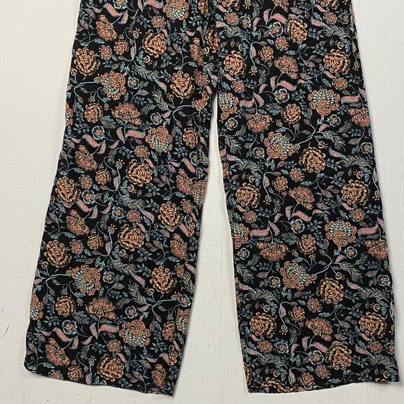 Sonoma Goods For Life Black Floral Wide Leg Boho High Rise Pants Size Medium - Picture 5 of 12